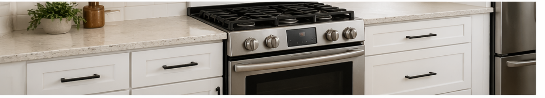 updated countertops stove and cabinets